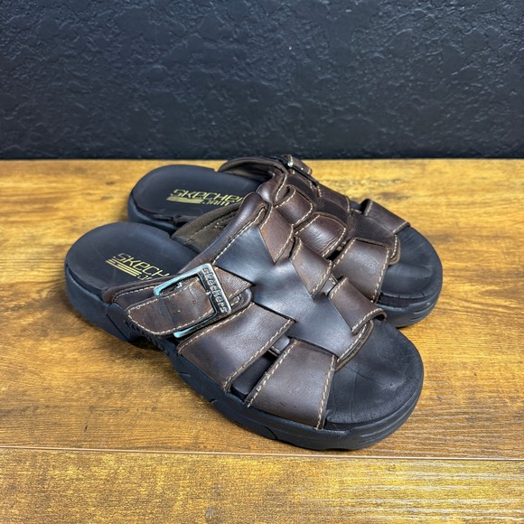 Skechers Shoes - Skechers Jam Ups Brown Leather Fisherman Slide Sandals Womens 5